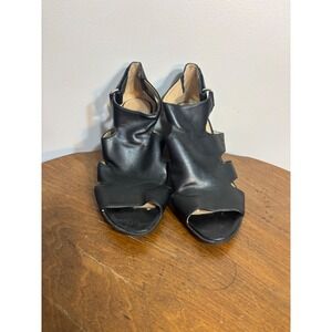 Naturalizer Lexie Black Leather Cutout Block Heel‎ Sandals Women's Size 8